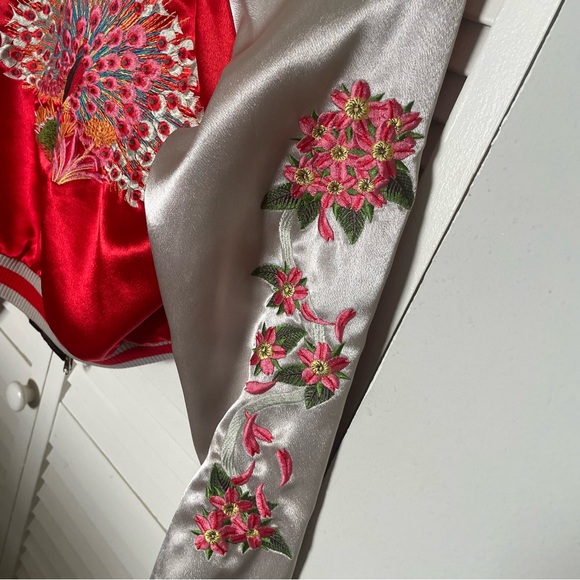 Y2K It Jeans Reversible Embroidered Oriental Silky Peacock Jacket 🦚 - Picture 10 of 15